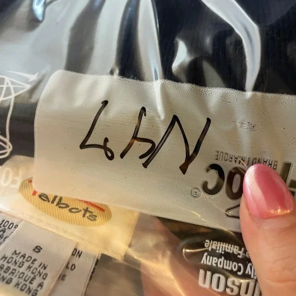 Talbots Black 100% Cotton Ribbed Short Sleeve Crew Neck Knit Top Small - Picture 8 of 8